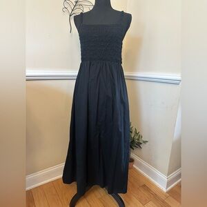 Old Navy Women’s Smocked Midi Sundress ‘Black Jack’Back Cutout Summer Size L EUC